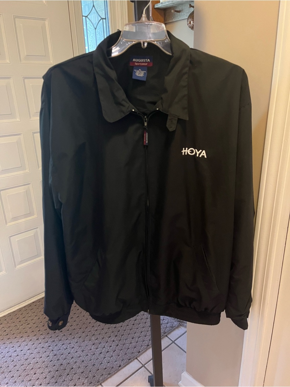 Augusta Sportswear Black Windbreaker Jacket with White HOYA Logo